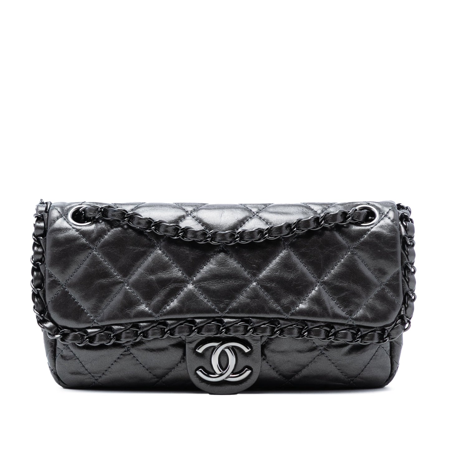 Chanel Small Quilted Metallic Aged Calfskin Chain Me Flap