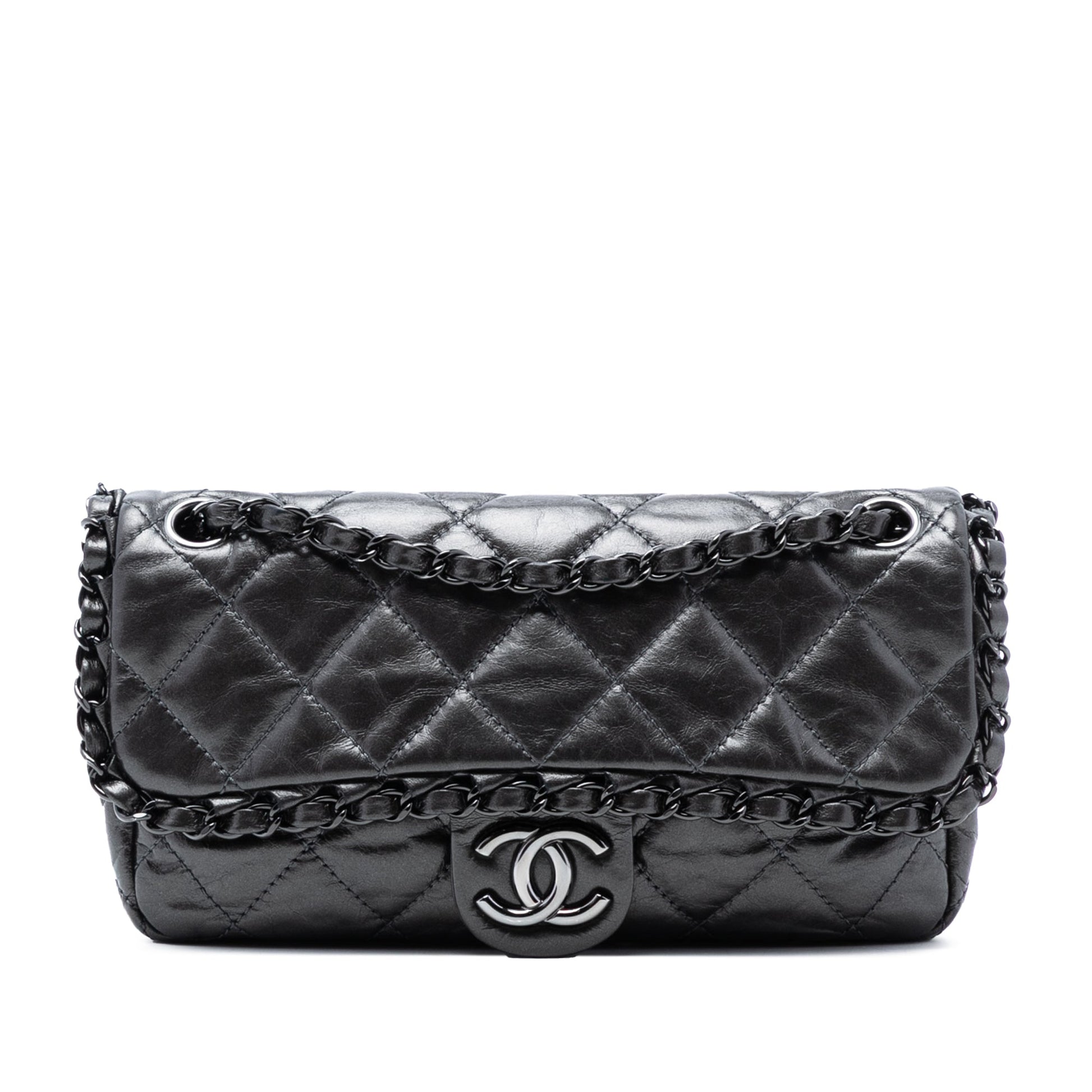 Chanel Small Quilted Metallic Aged Calfskin Chain Me Flap