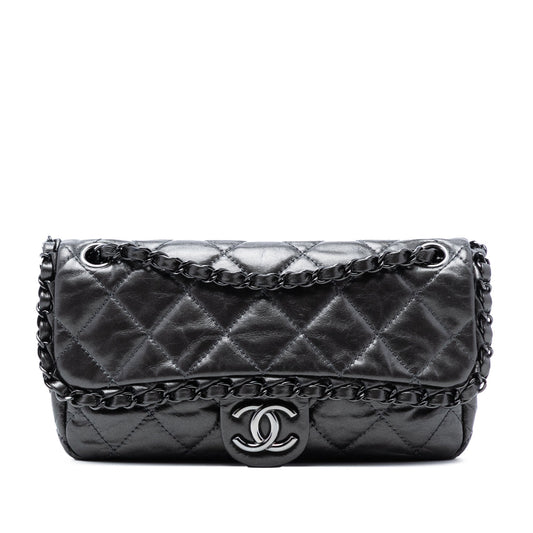 Chanel Small Quilted Metallic Aged Calfskin Chain Me Flap