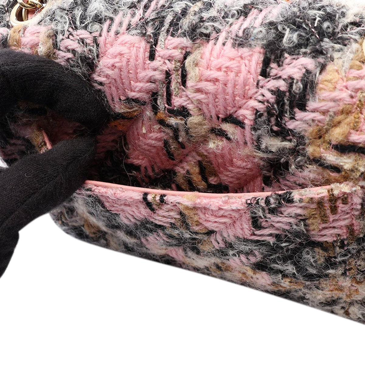 Chanel Mini Rectangular Tweed Single Flap — Pink