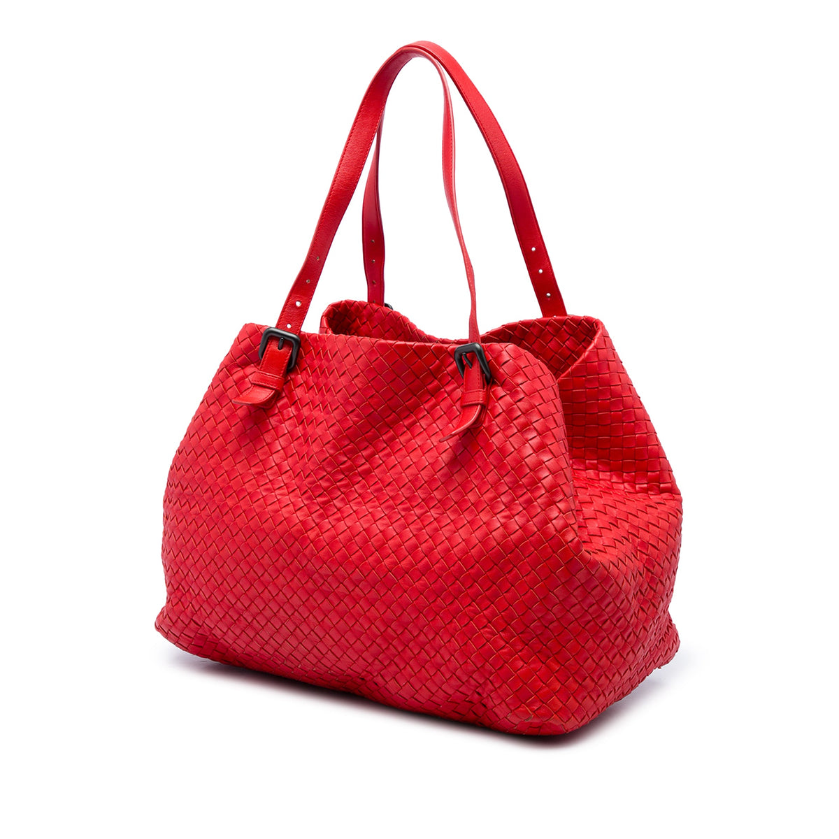 Bottega Veneta Medium Nappa Intrecciato Cesta Tote — Red