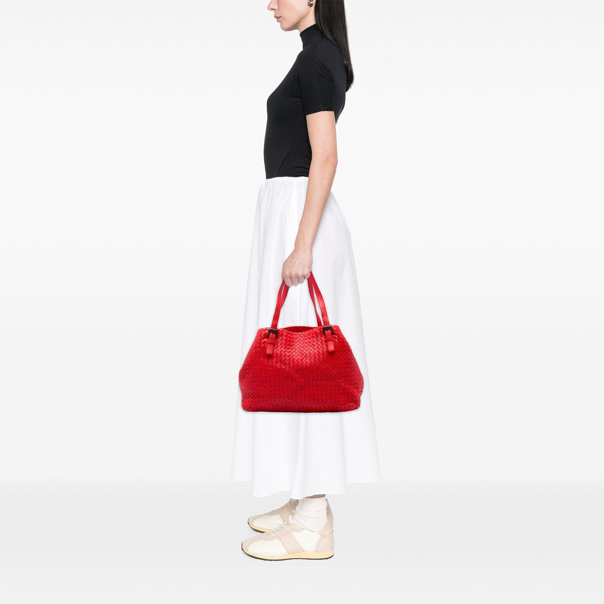 Bottega Veneta Medium Nappa Intrecciato Cesta Tote — Red
