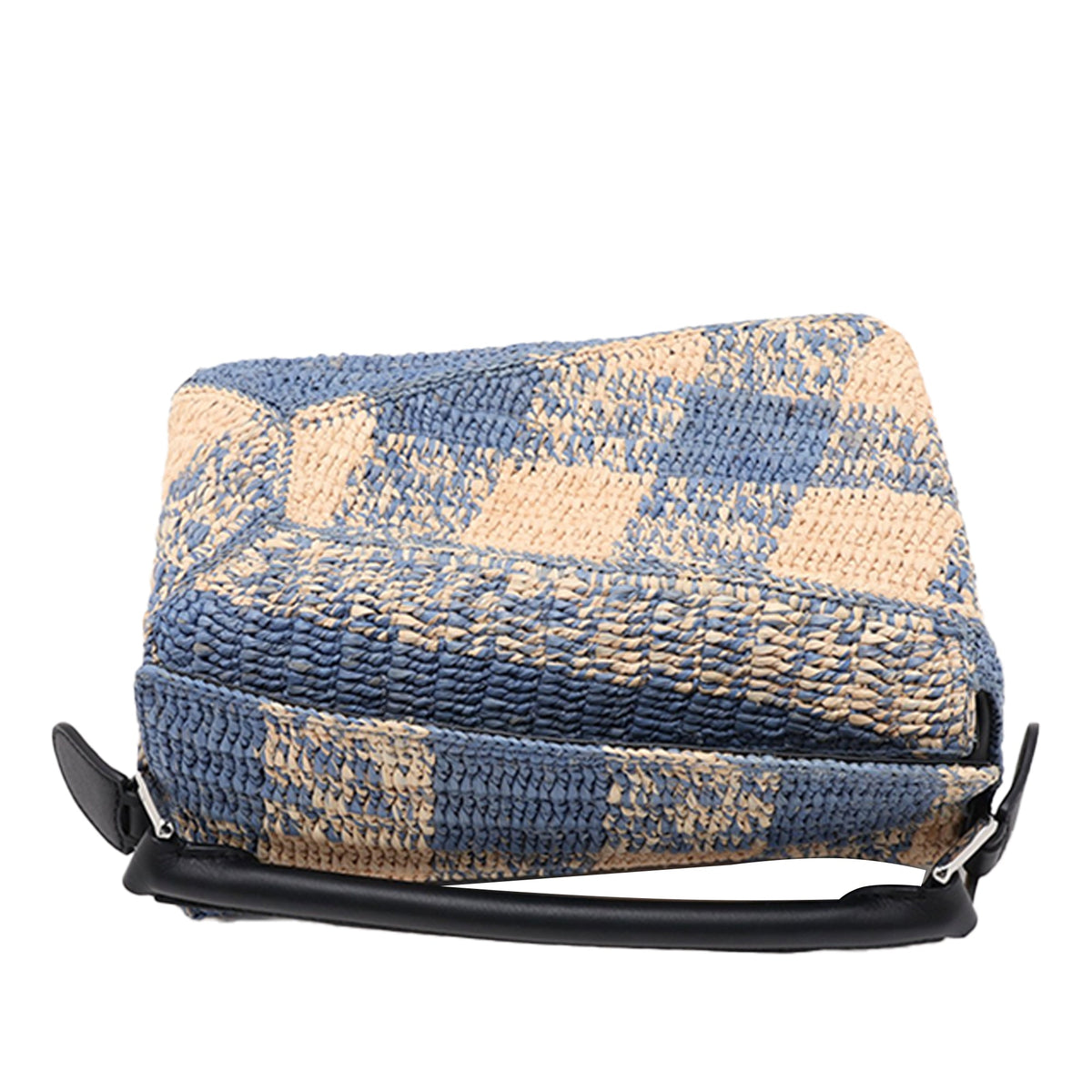 LOEWE Small Raffia Puzzle Bag — Blue
