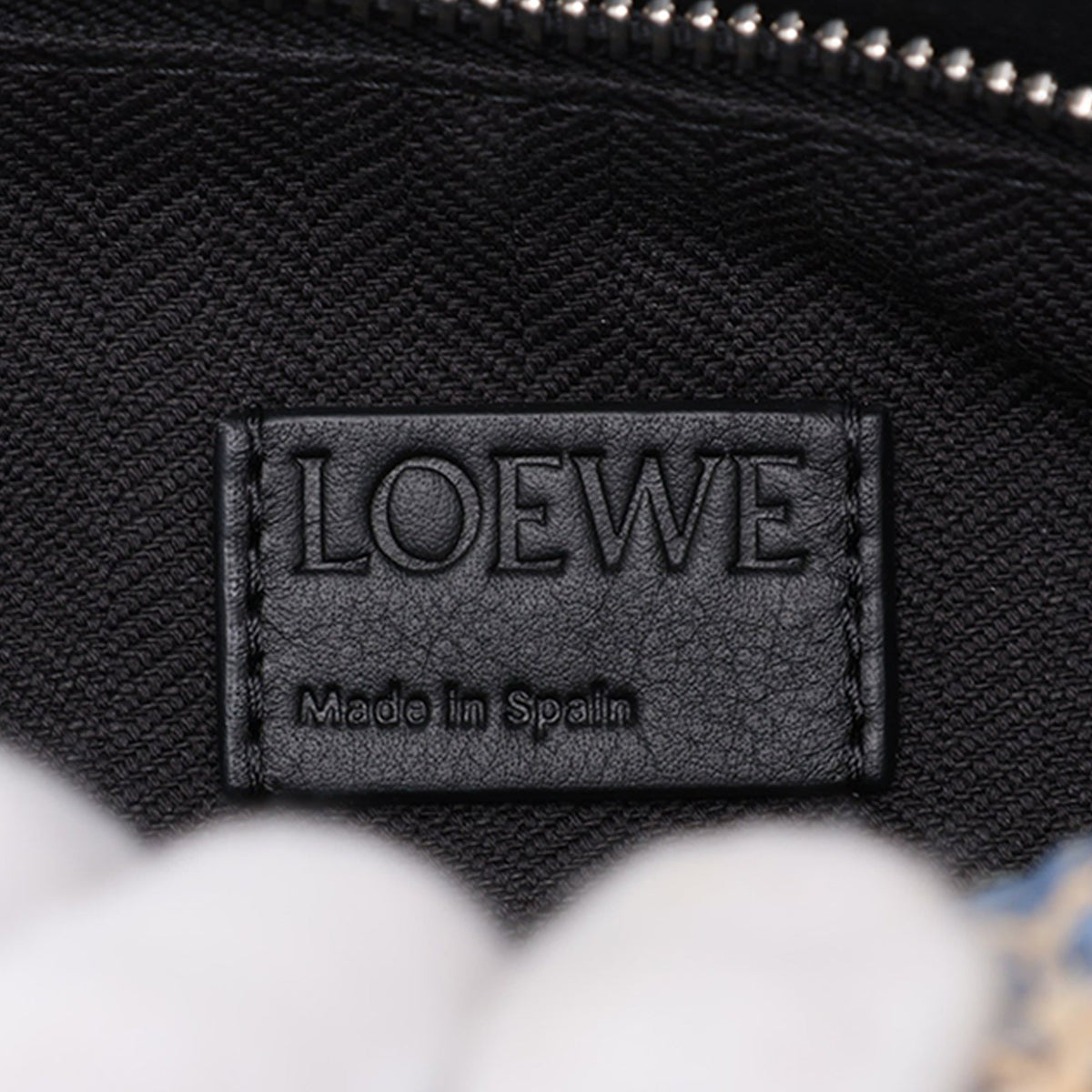 LOEWE Small Raffia Puzzle Bag — Blue