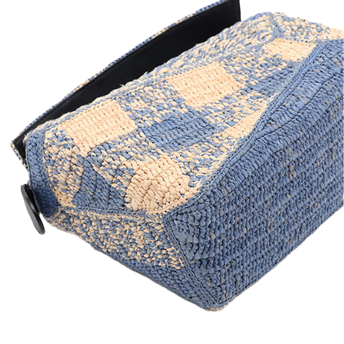 LOEWE Small Raffia Puzzle Bag — Blue