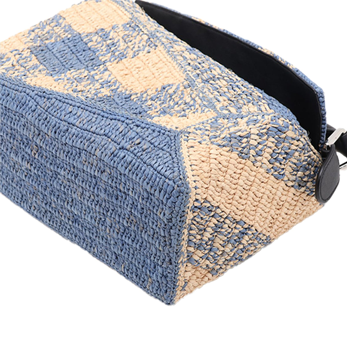 LOEWE Small Raffia Puzzle Bag — Blue