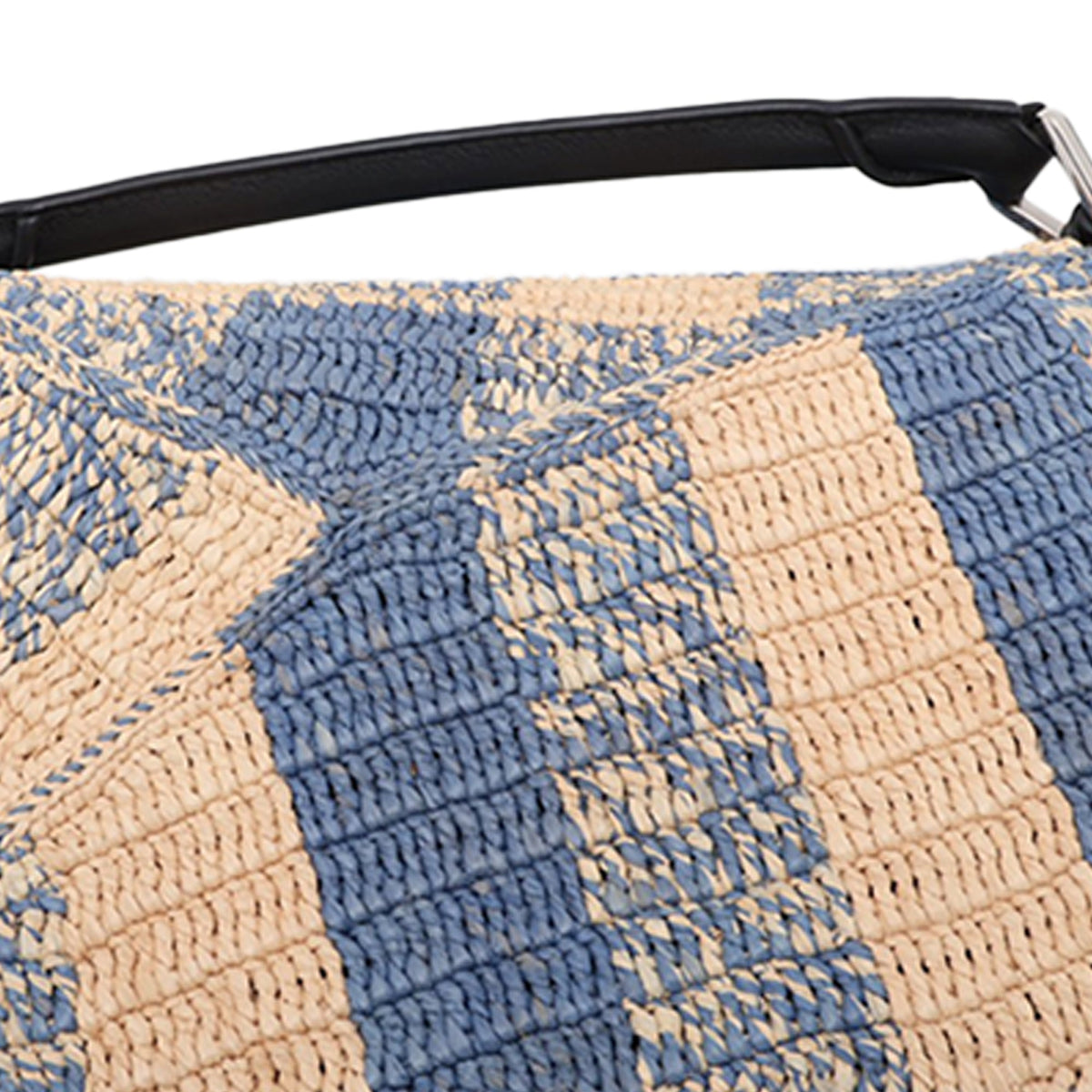 LOEWE Small Raffia Puzzle Bag — Blue