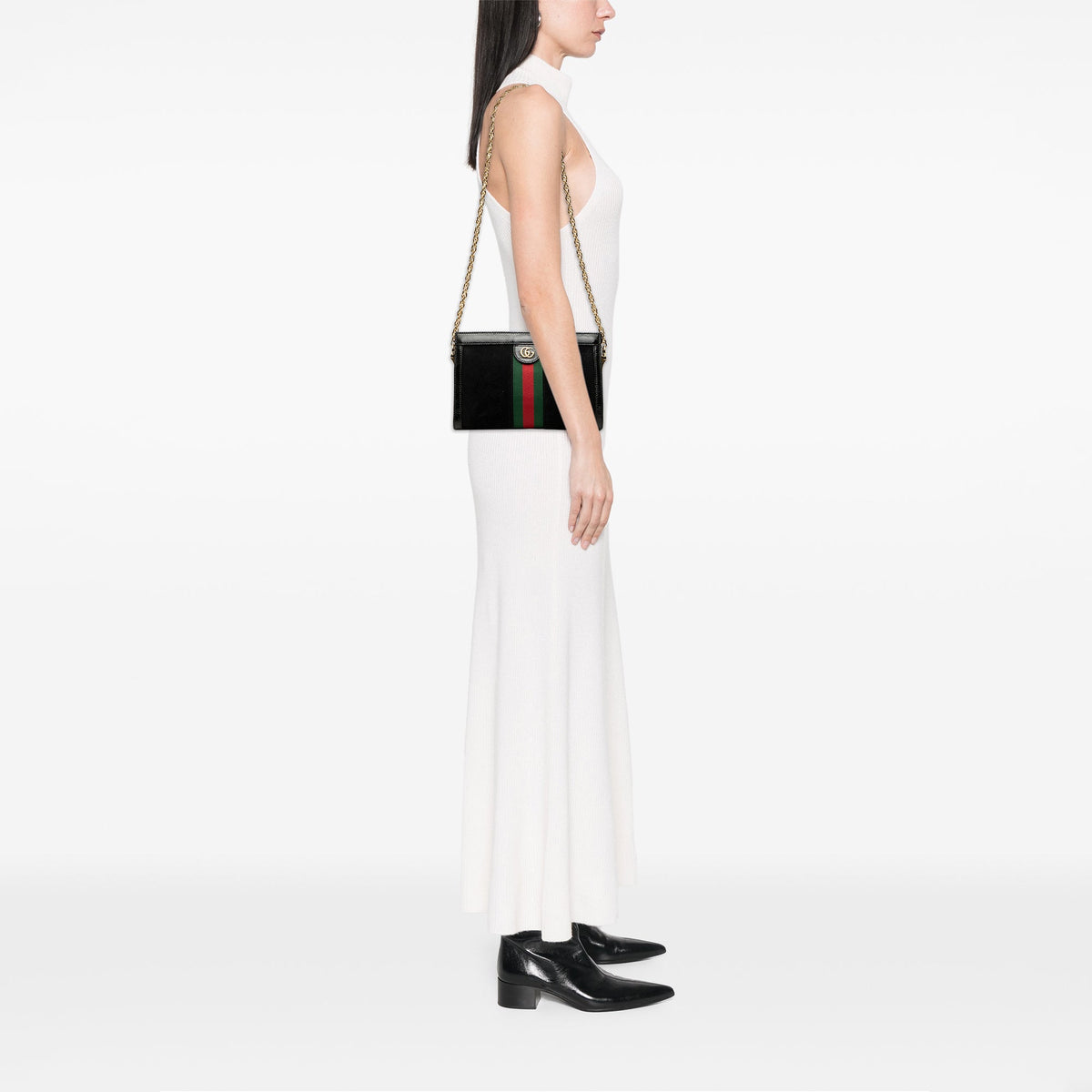 Gucci Small Suede Web Ophidia Chain Crossbody