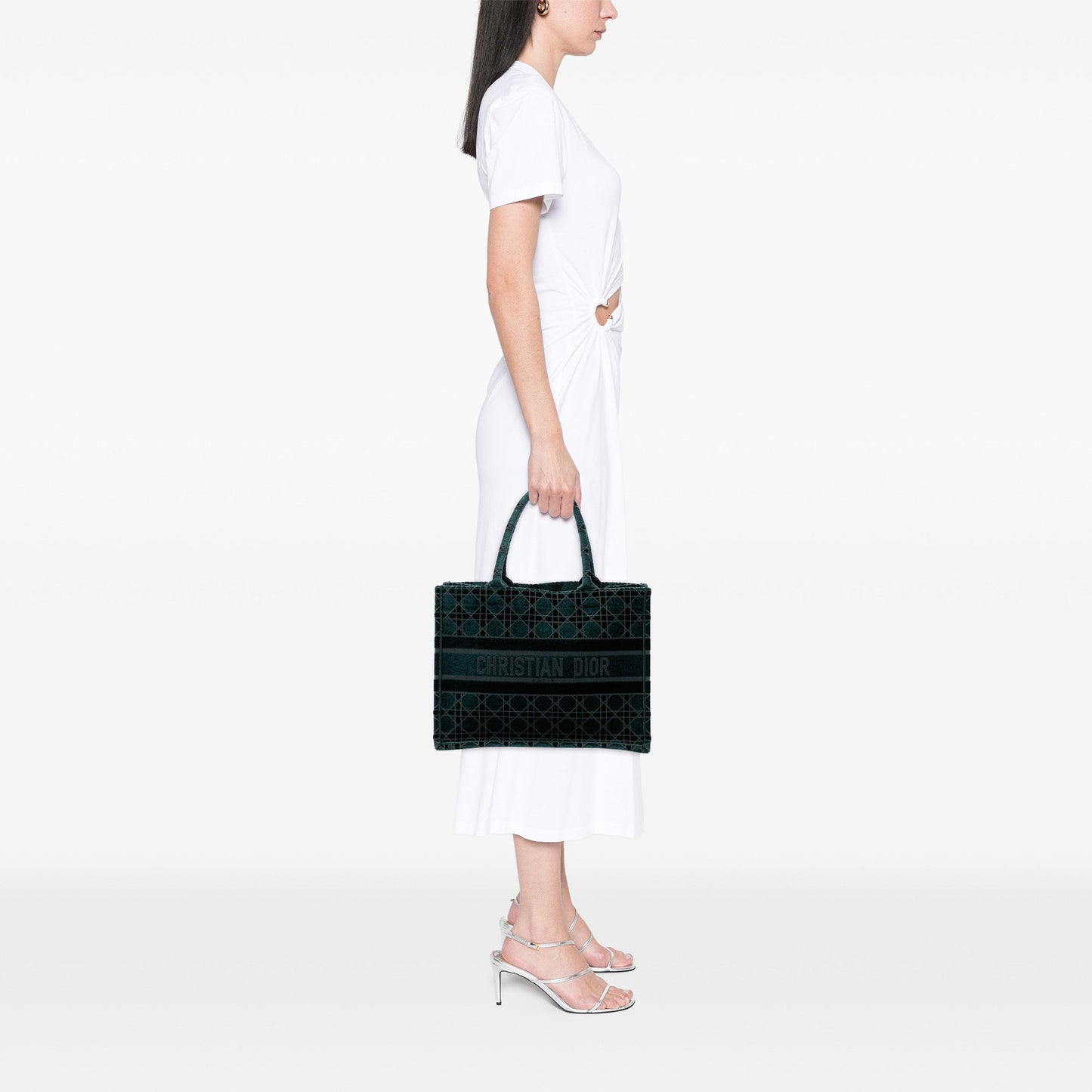 Dior Medium Embroidered Velvet Cannage Book Tote