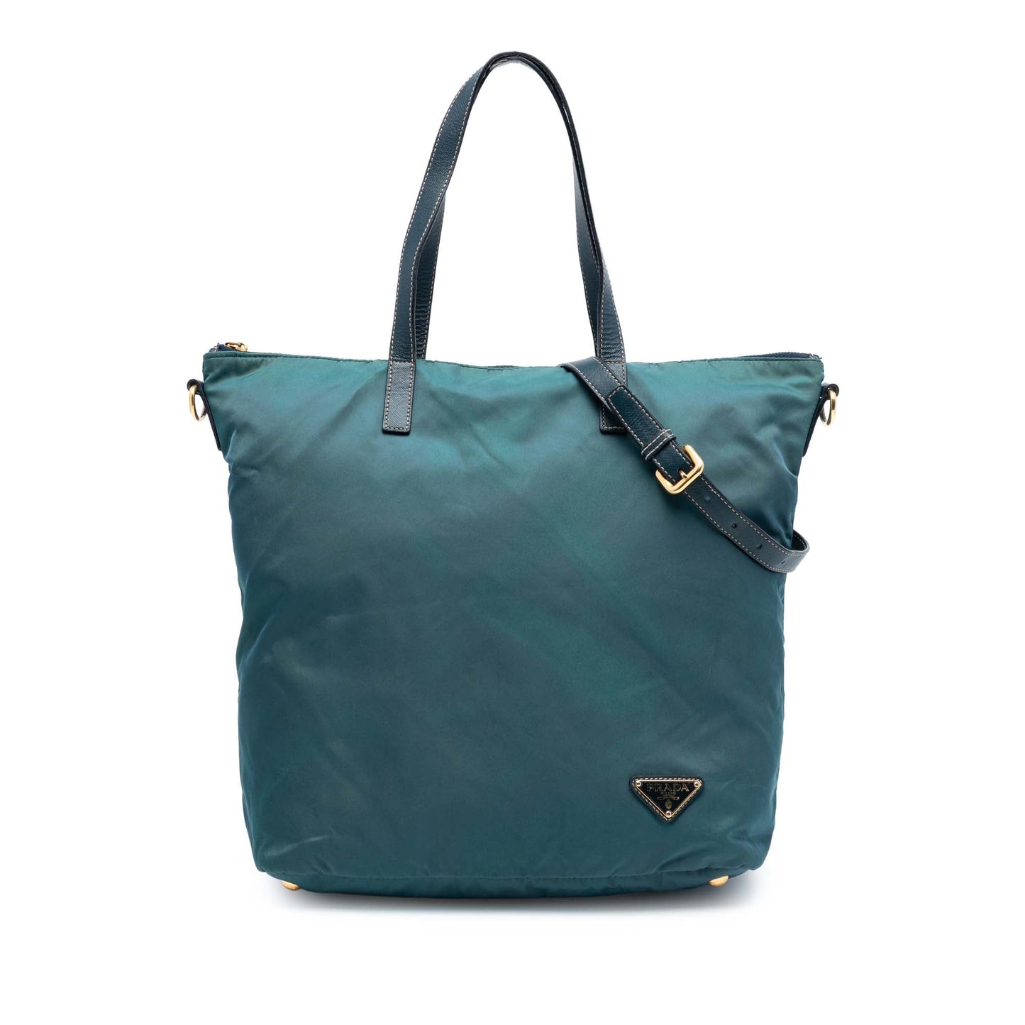 Prada Saffiano Trimmed Tessuto Zip Top Convertible Tote