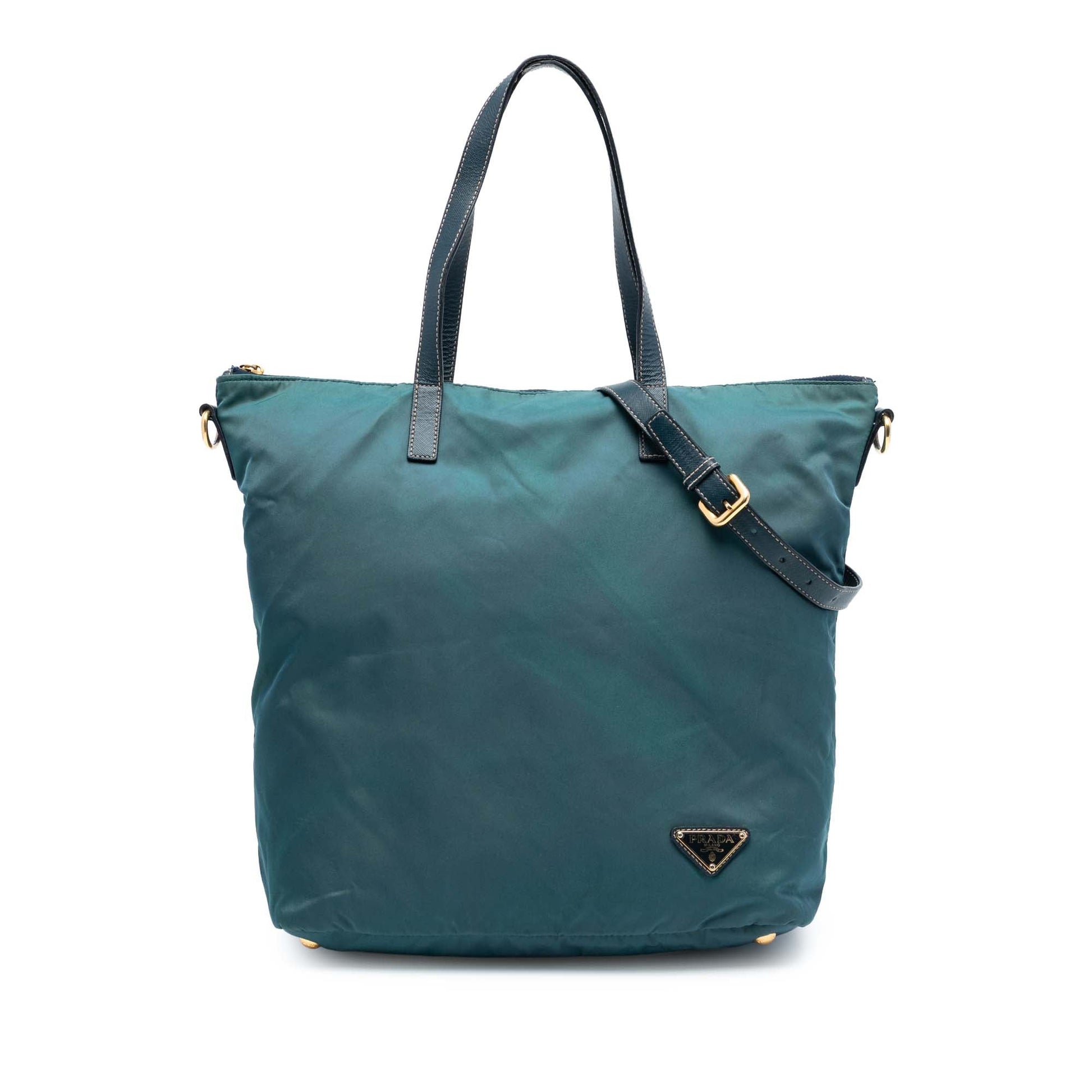 Prada Saffiano Trimmed Tessuto Zip Top Convertible Tote