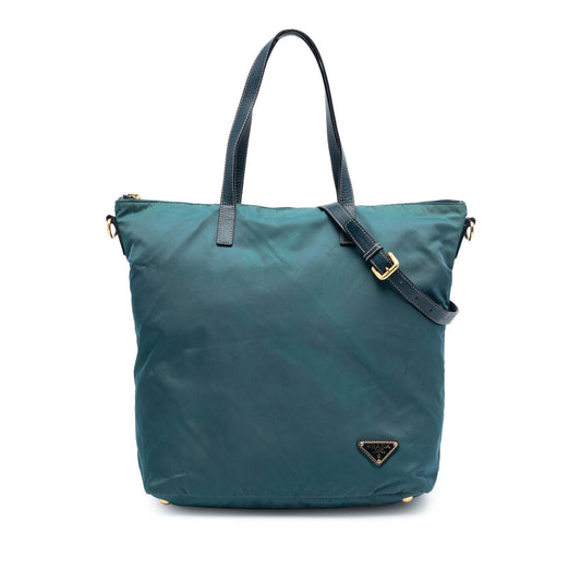Prada Saffiano Trimmed Tessuto Zip Top Convertible Tote