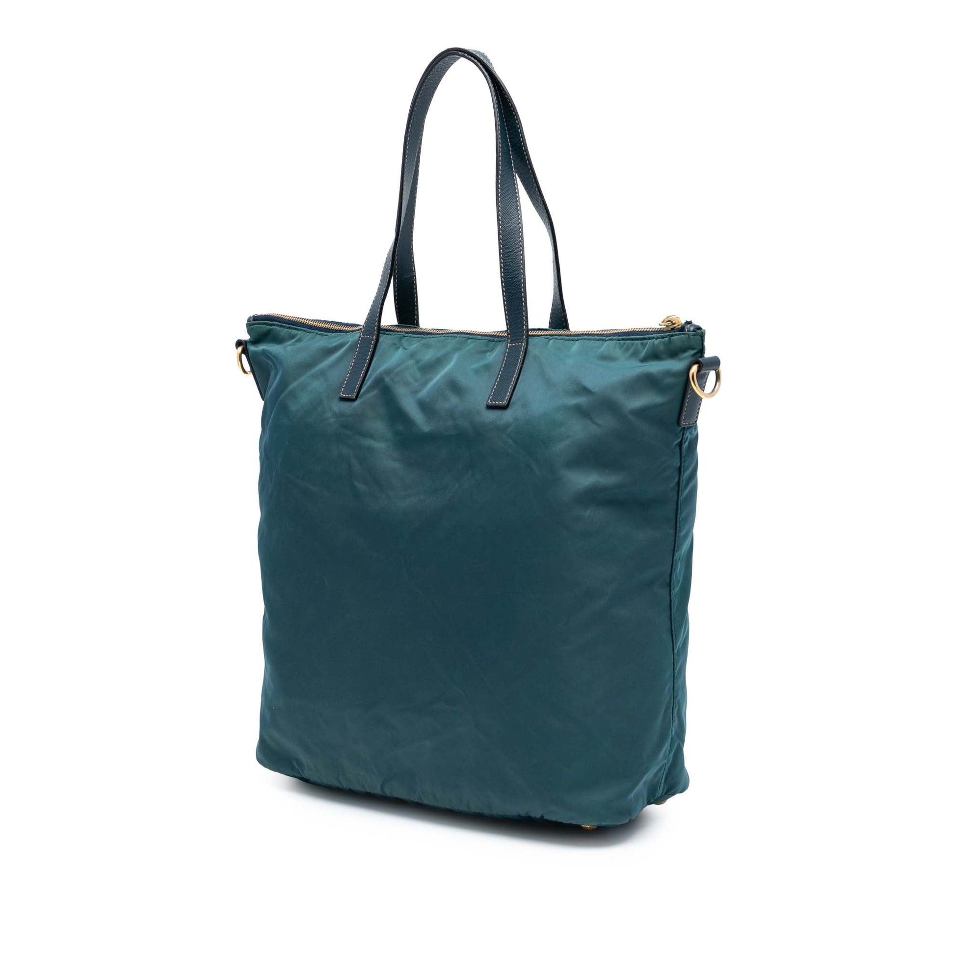 Prada Saffiano Trimmed Tessuto Zip Top Convertible Tote