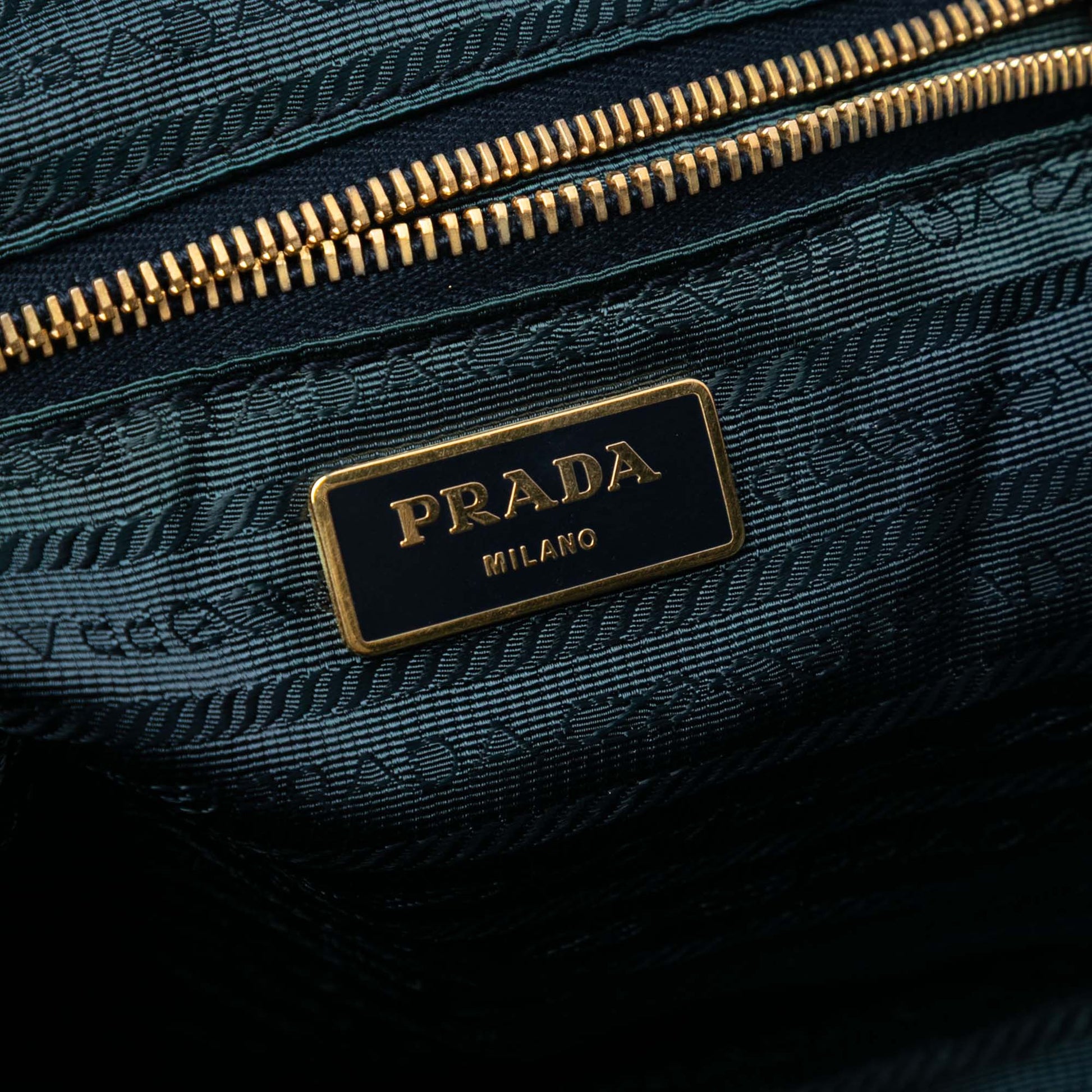 Prada Saffiano Trimmed Tessuto Zip Top Convertible Tote