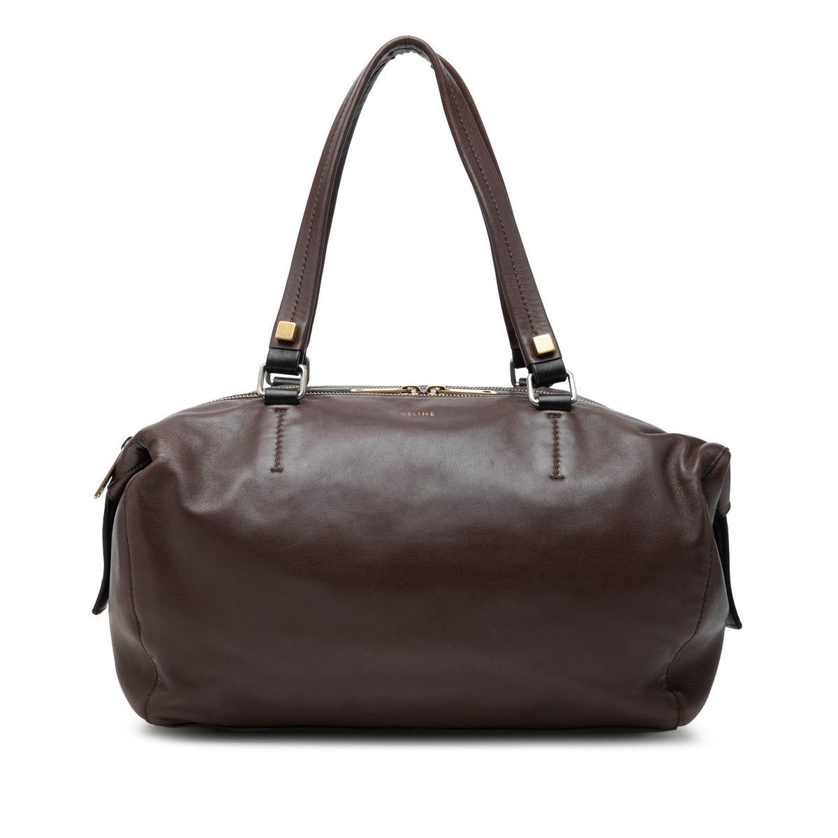 Celine Lambskin Triple Zip Shoulder Bag