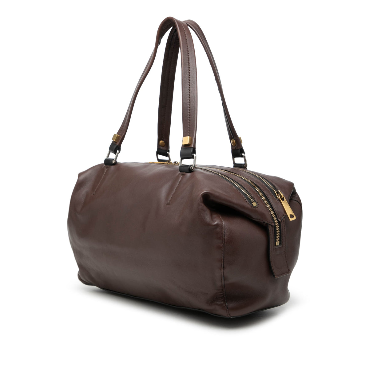 Celine Lambskin Triple Zip Shoulder Bag