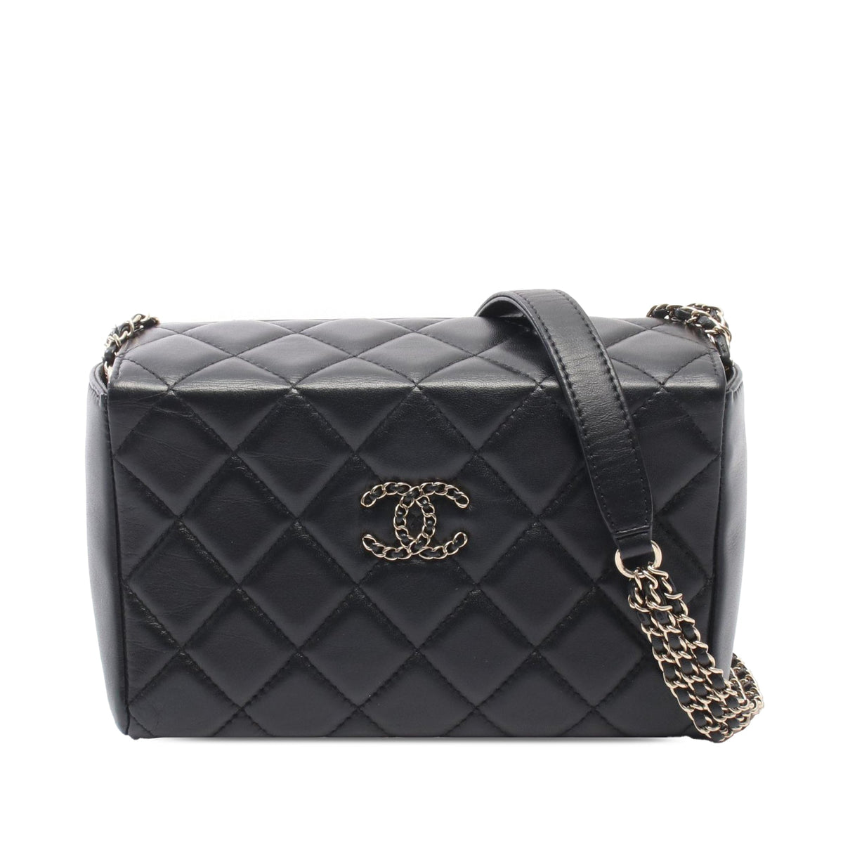 Chanel CC Quilted Lambskin Box Chain Crossbody