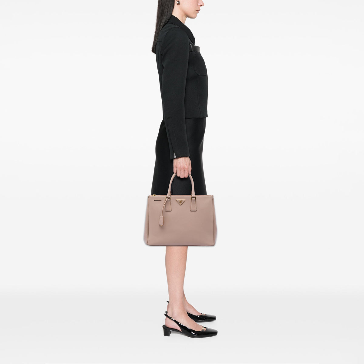 Prada Large Saffiano Lux Galleria Double Zip Satchel — Pink