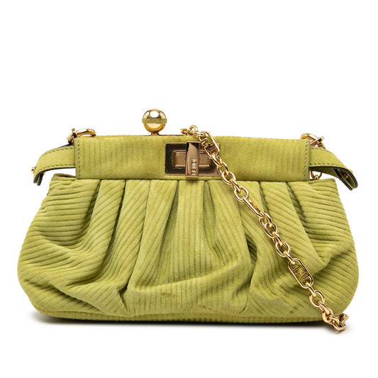 Fendi Small Embossed Suede Peekaboo Click Clutch on Chain