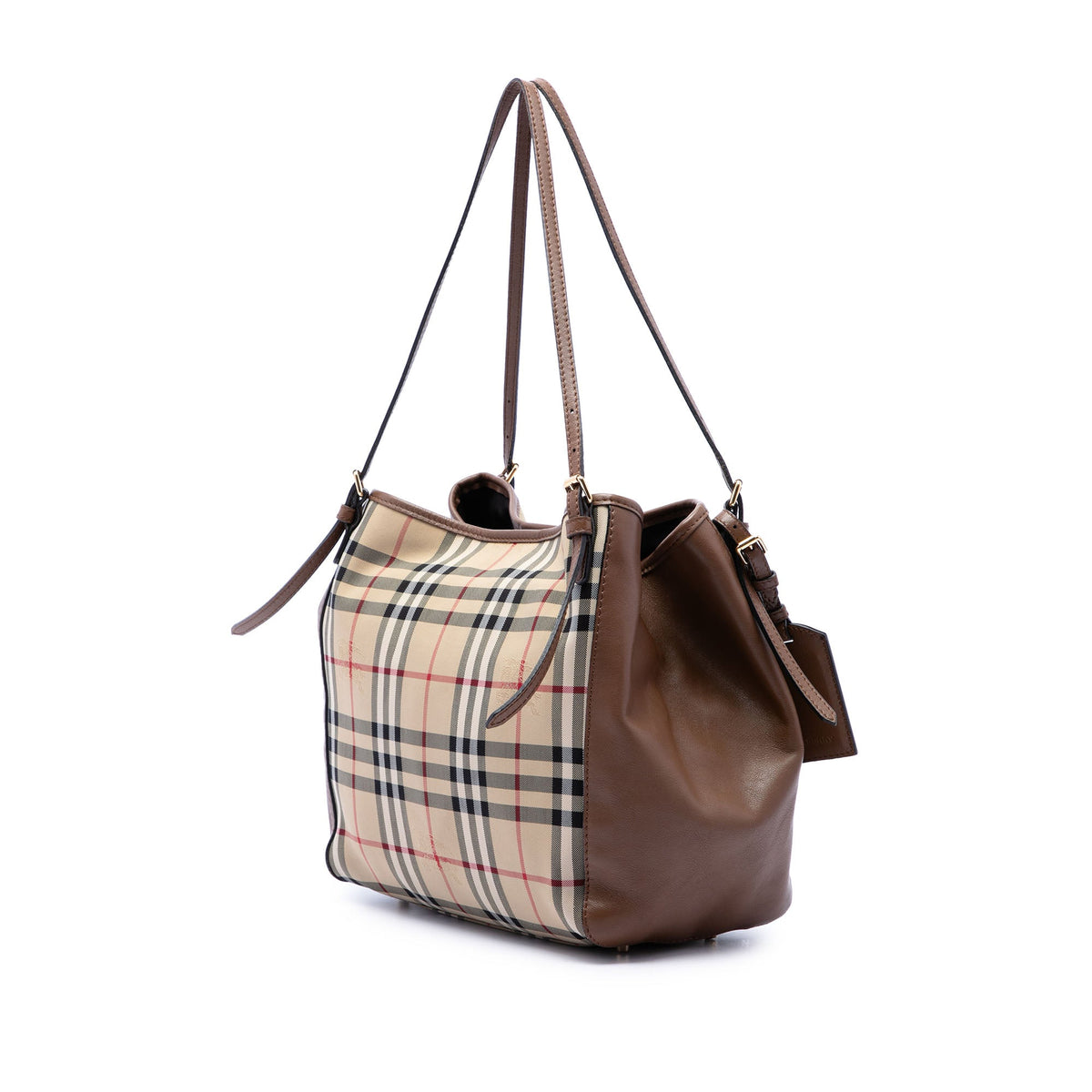 Burberry Small Haymarket Check Coated Canvas and Calfskin Canterbury Tote