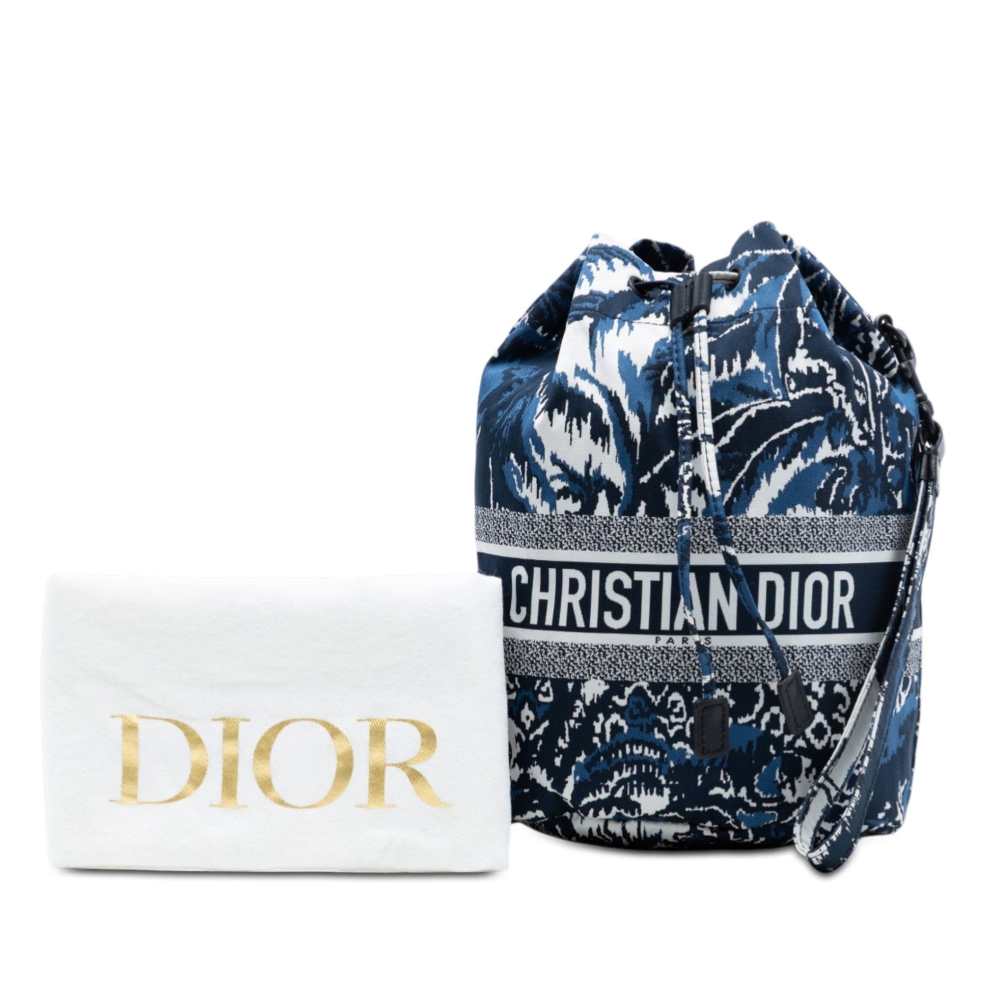 Dior Technical Fabric Embroidered Palm Tree Toile de Jouy DiorTravel Drawstring Pouch