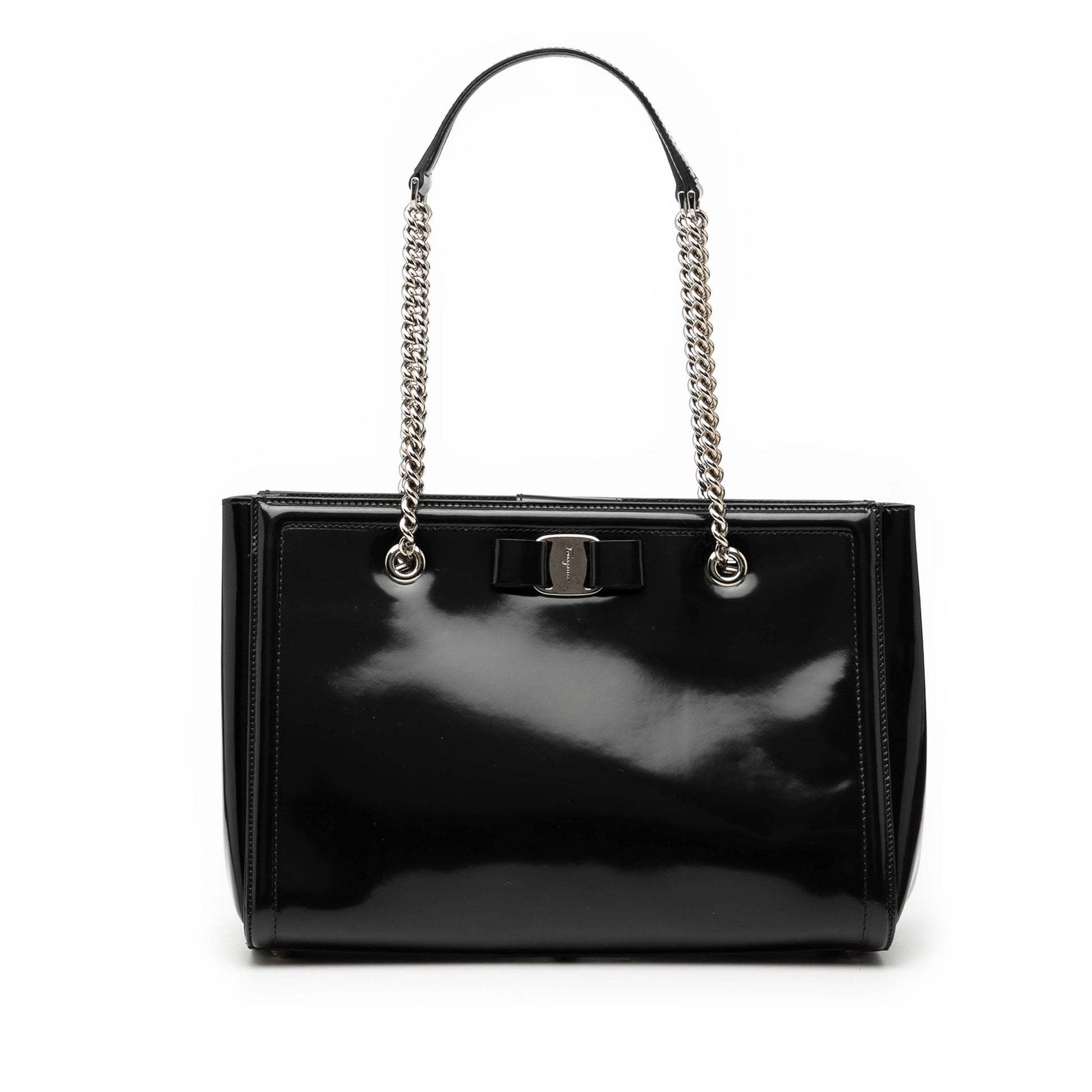 Ferragamo Smooth Calfskin Vara Bow Chain Tote