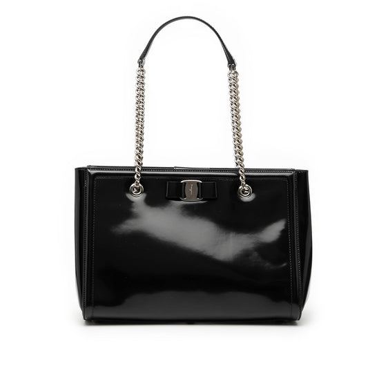 Ferragamo Smooth Calfskin Vara Bow Chain Tote
