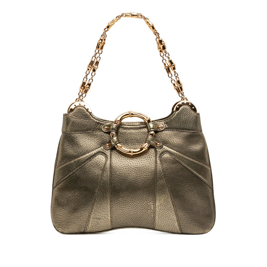 Gucci Metallic Calfskin Bamboo Ring Chain Shoulder Bag