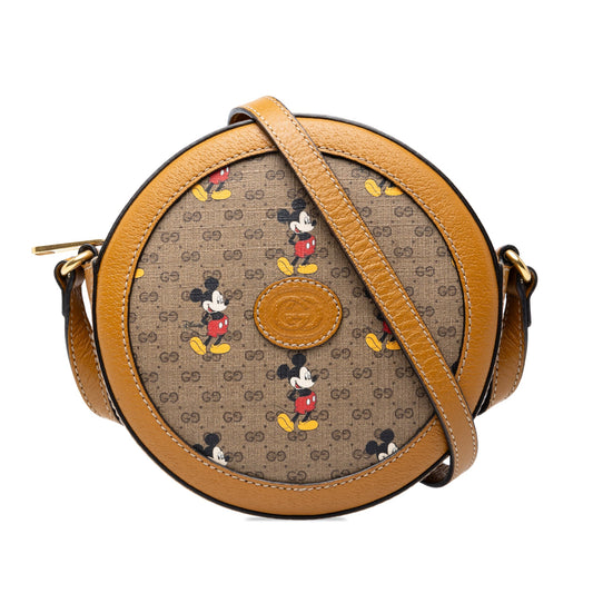 Gucci Disney Micro GG Supreme Mickey Mouse Round Crossbody — Beige