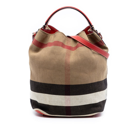 Burberry Medium Mega Check Canvas Ashby Bucket Bag
