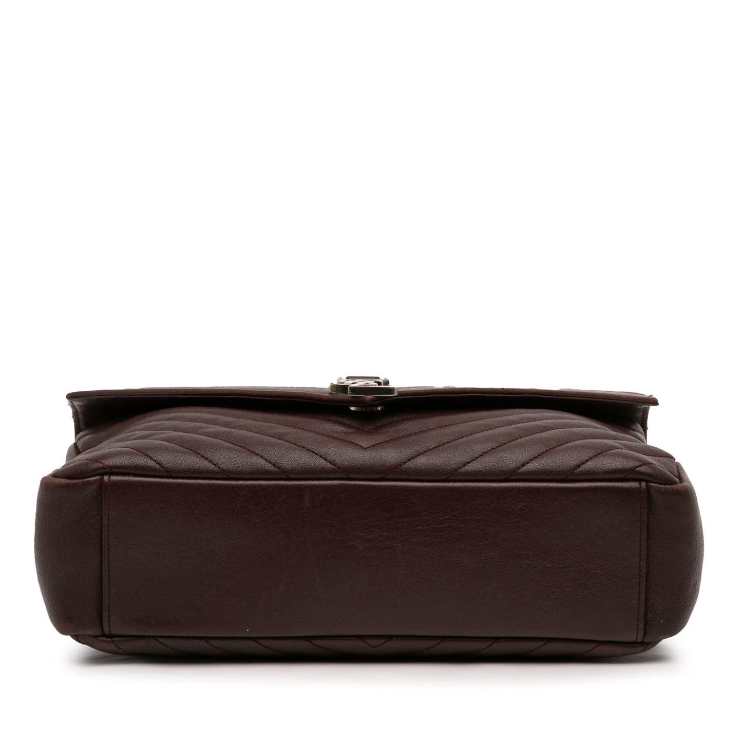 Saint Laurent Large Sheepskin Chevron Monogram College Satchel