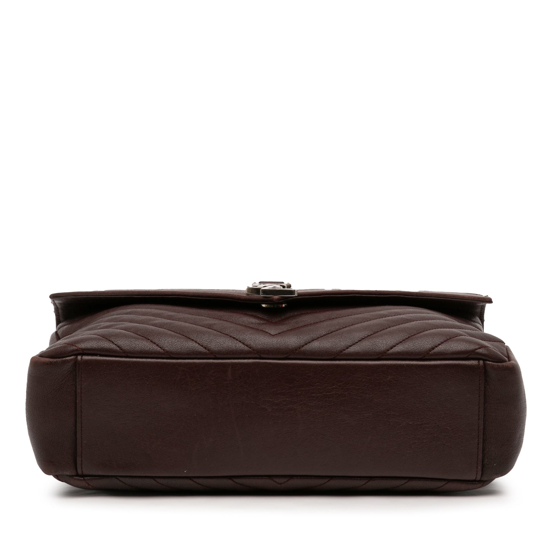 Saint Laurent Large Sheepskin Chevron Monogram College Satchel