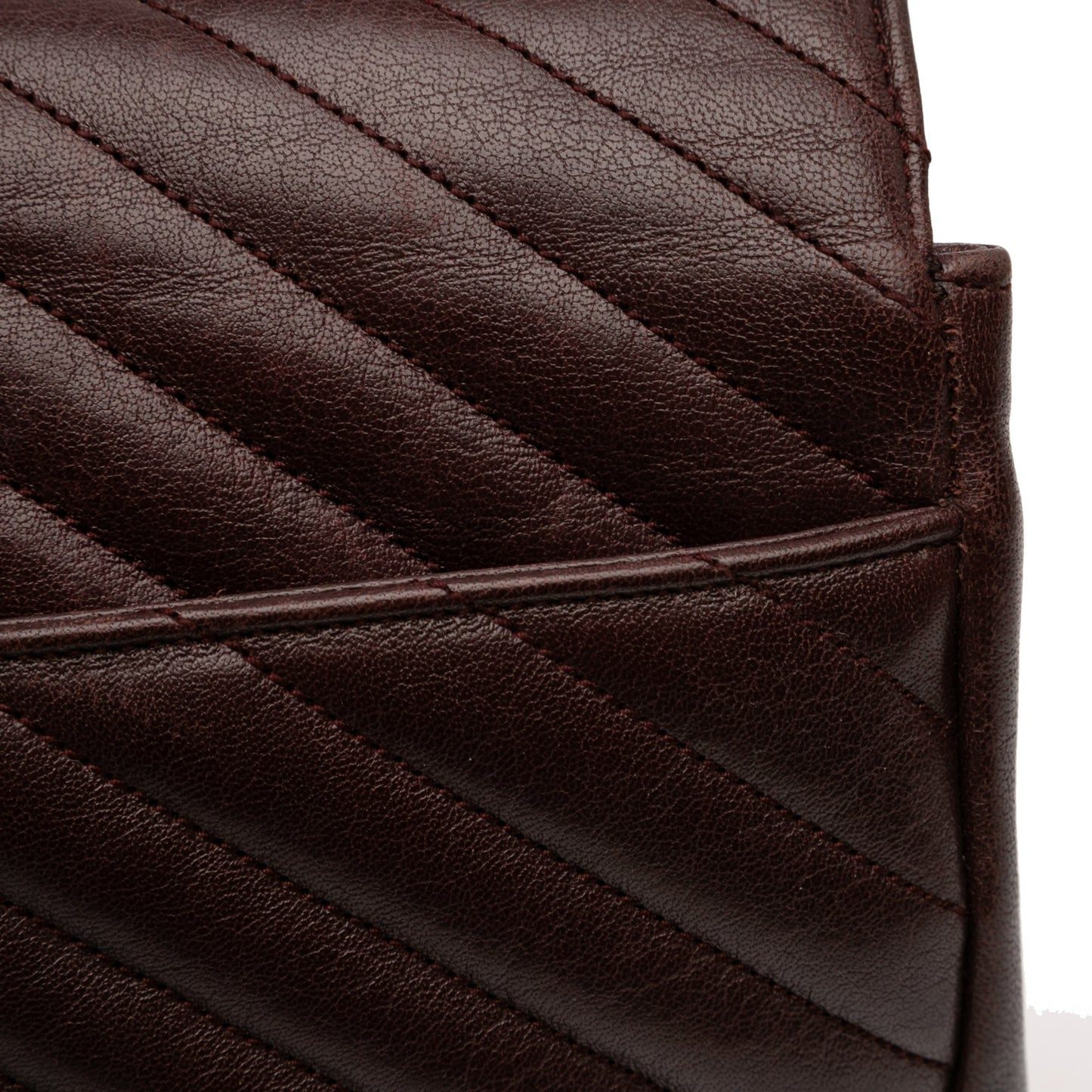Saint Laurent Large Sheepskin Chevron Monogram College Satchel