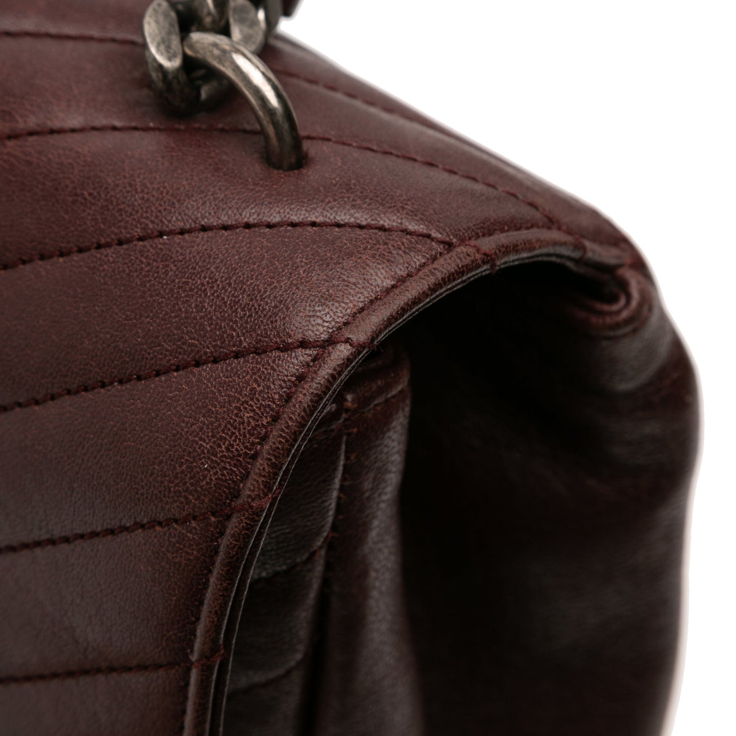 Saint Laurent Large Sheepskin Chevron Monogram College Satchel