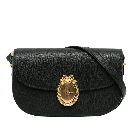 Dior Small Grained Calfskin Medaillon Flap — Black
