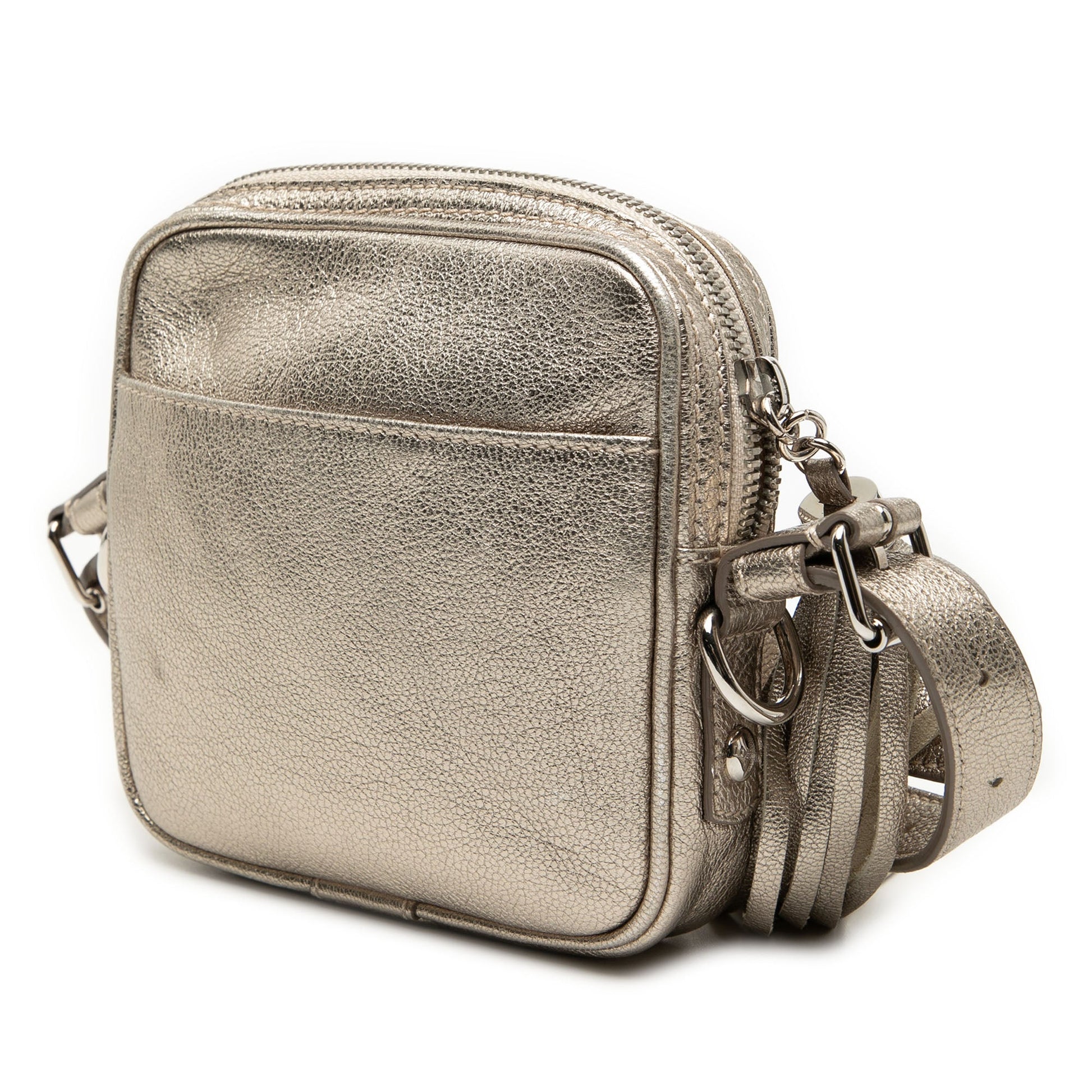 LOEWE Mini Metallic Goatskin Anagram Tassel Crossbody