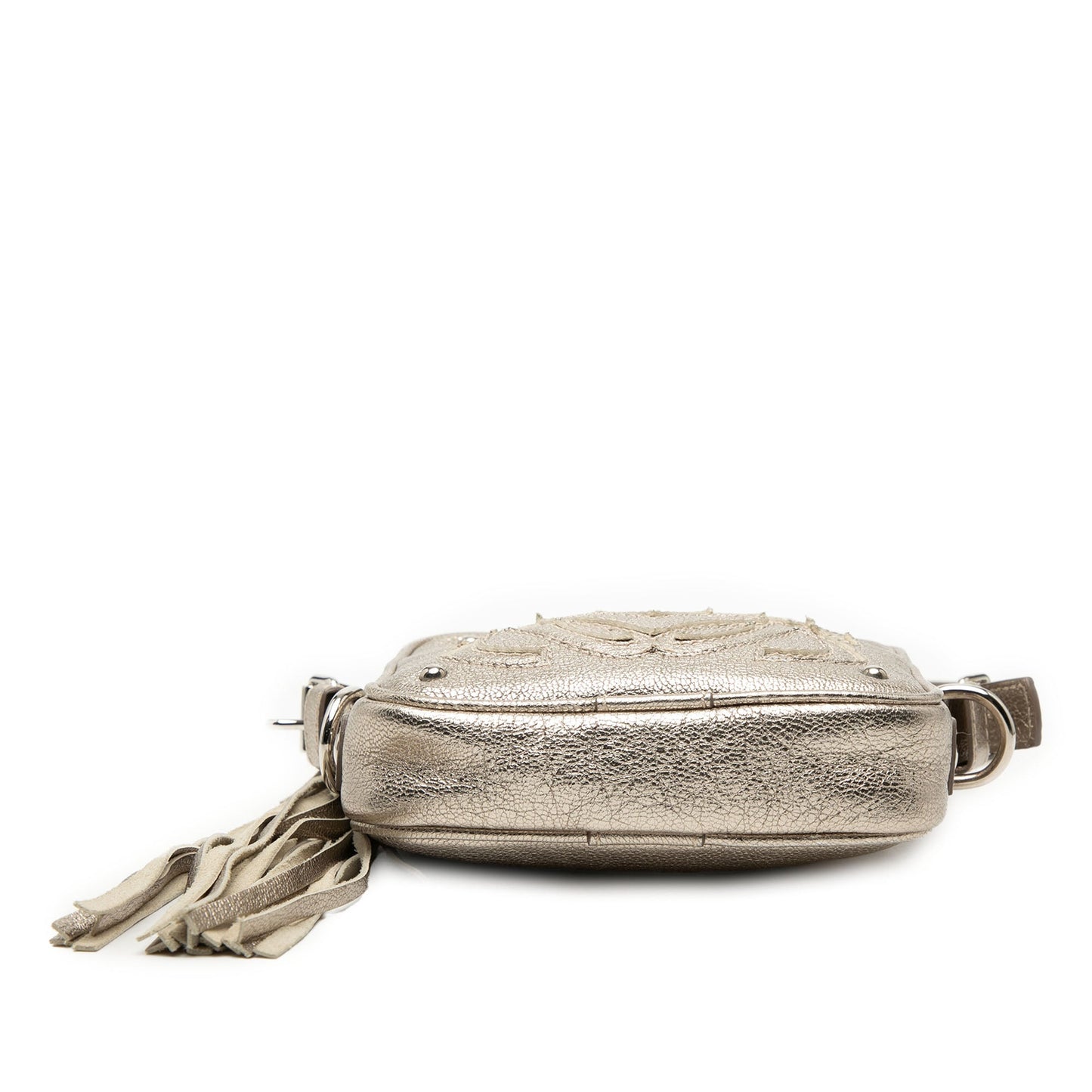 LOEWE Mini Metallic Goatskin Anagram Tassel Crossbody