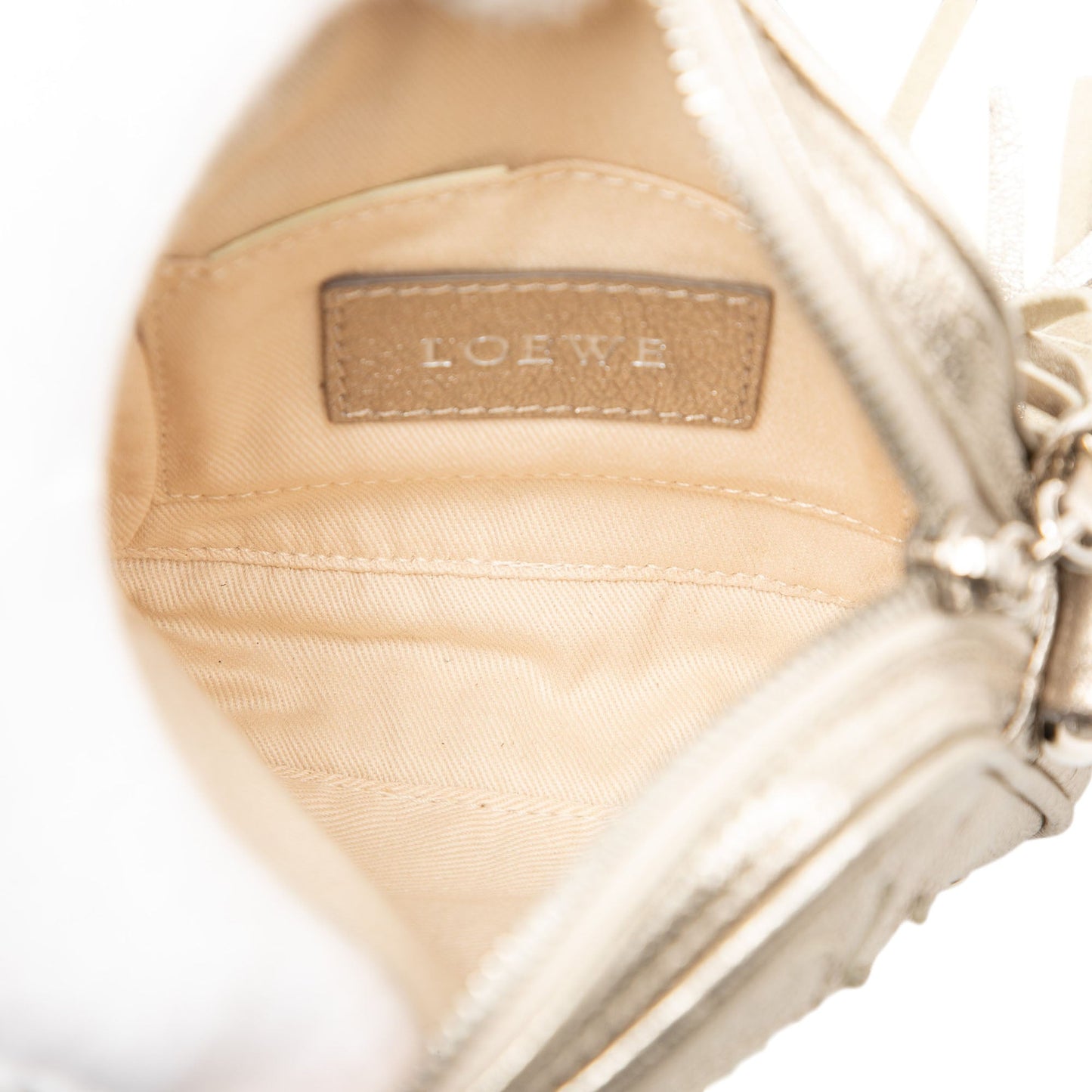 LOEWE Mini Metallic Goatskin Anagram Tassel Crossbody