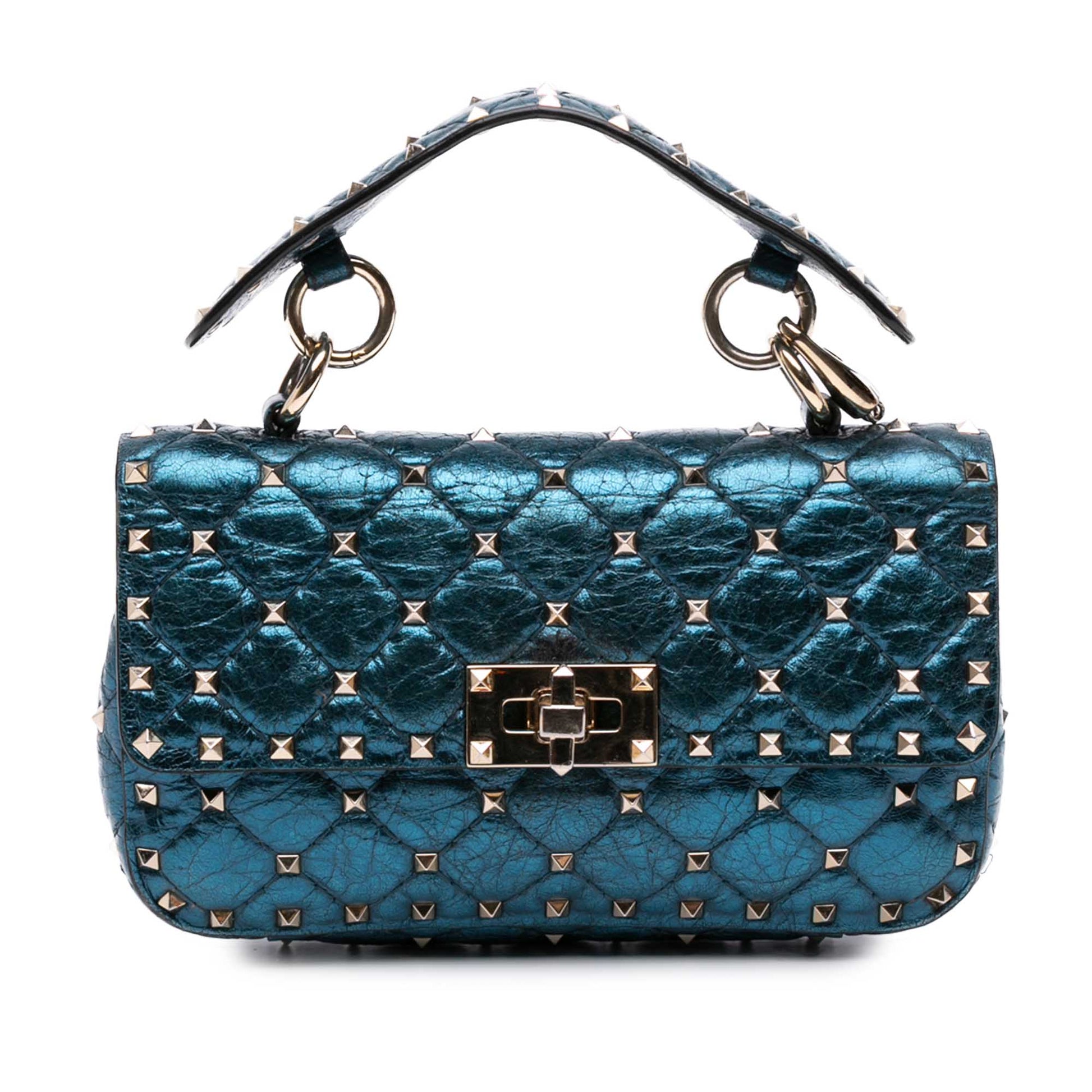 Valentino Small Metallic Lambskin Rockstud Spike Satchel