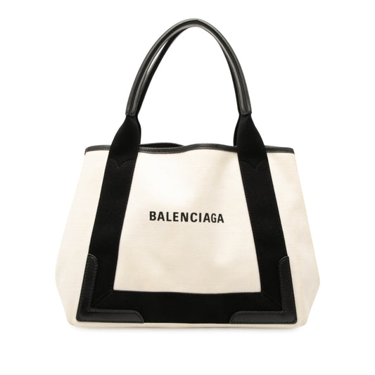 Balenciaga Canvas Navy Cabas Tote S