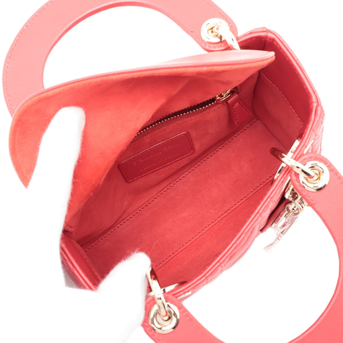 Dior DiorAmour Mini Lambskin Cannage Lady Dior — Red