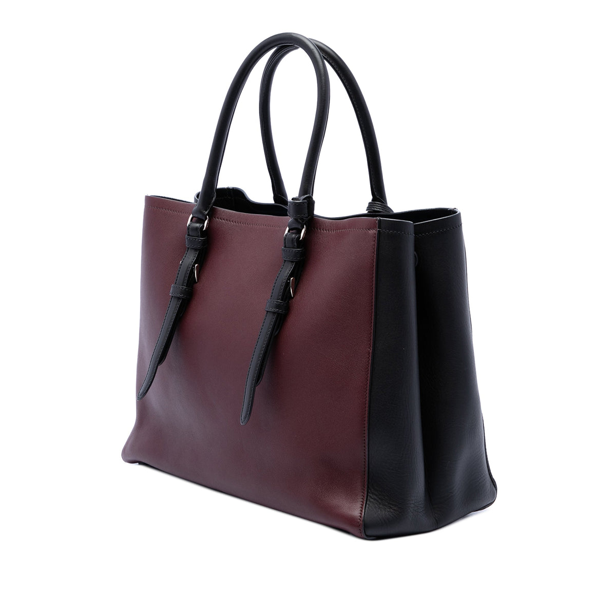 Prada Medium Bicolor City Calf Double Satchel — Red