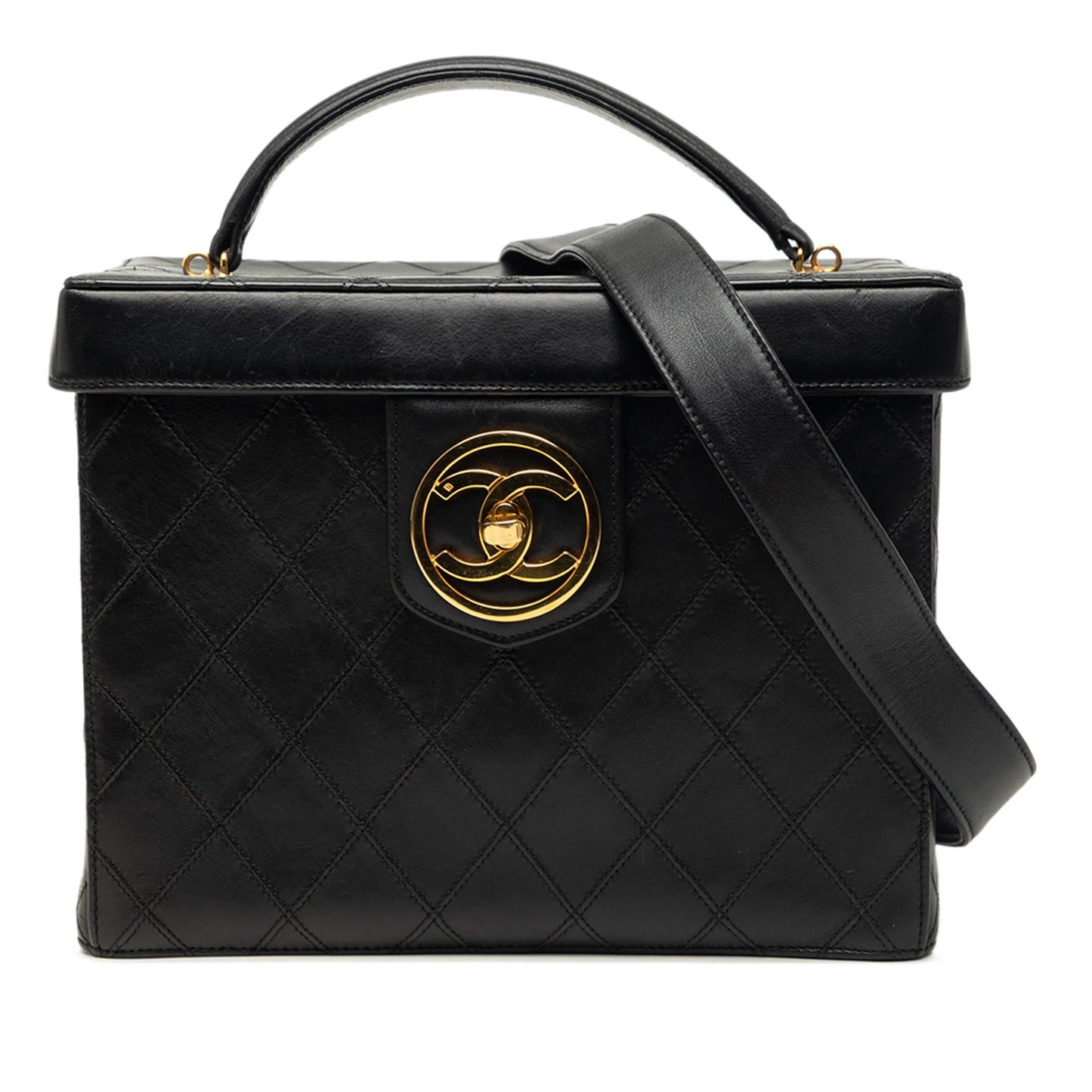 Chanel CC Quilted Lambskin Top Handle Vanity Case