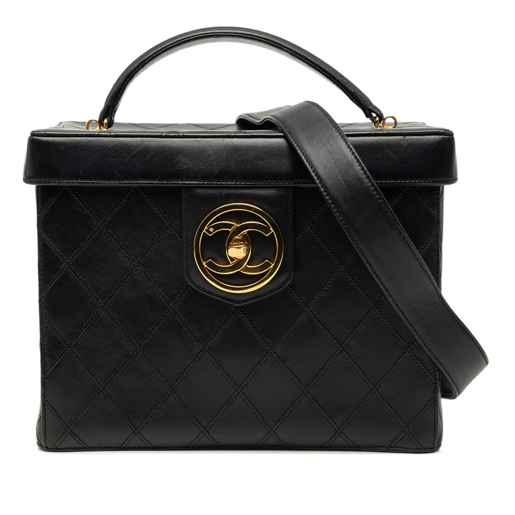 Chanel CC Quilted Lambskin Top Handle Vanity Case