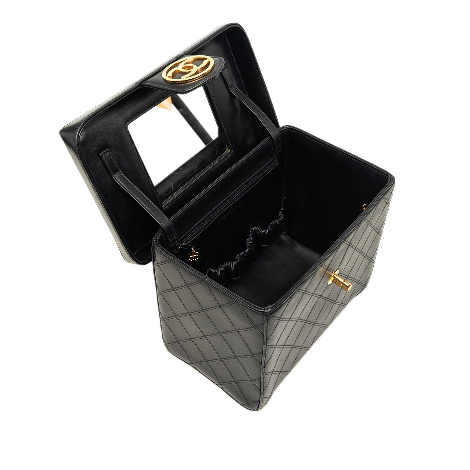 Chanel CC Quilted Lambskin Top Handle Vanity Case