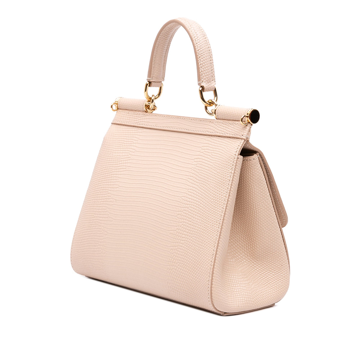 Dolce & Gabbana Small Iguana Embossed Calfskin Miss Sicily Satchel — Brown