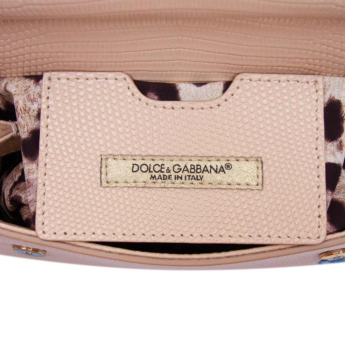 Dolce & Gabbana Small Iguana Embossed Calfskin Miss Sicily Satchel — Brown