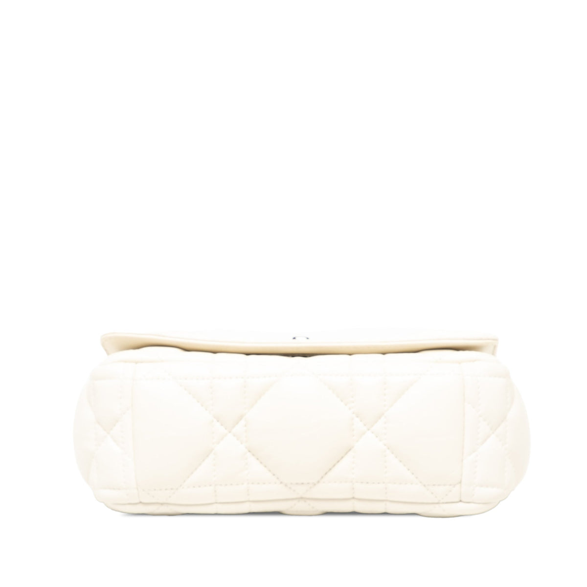 Dior Small Lambskin Macrocannage Caro Bag — White