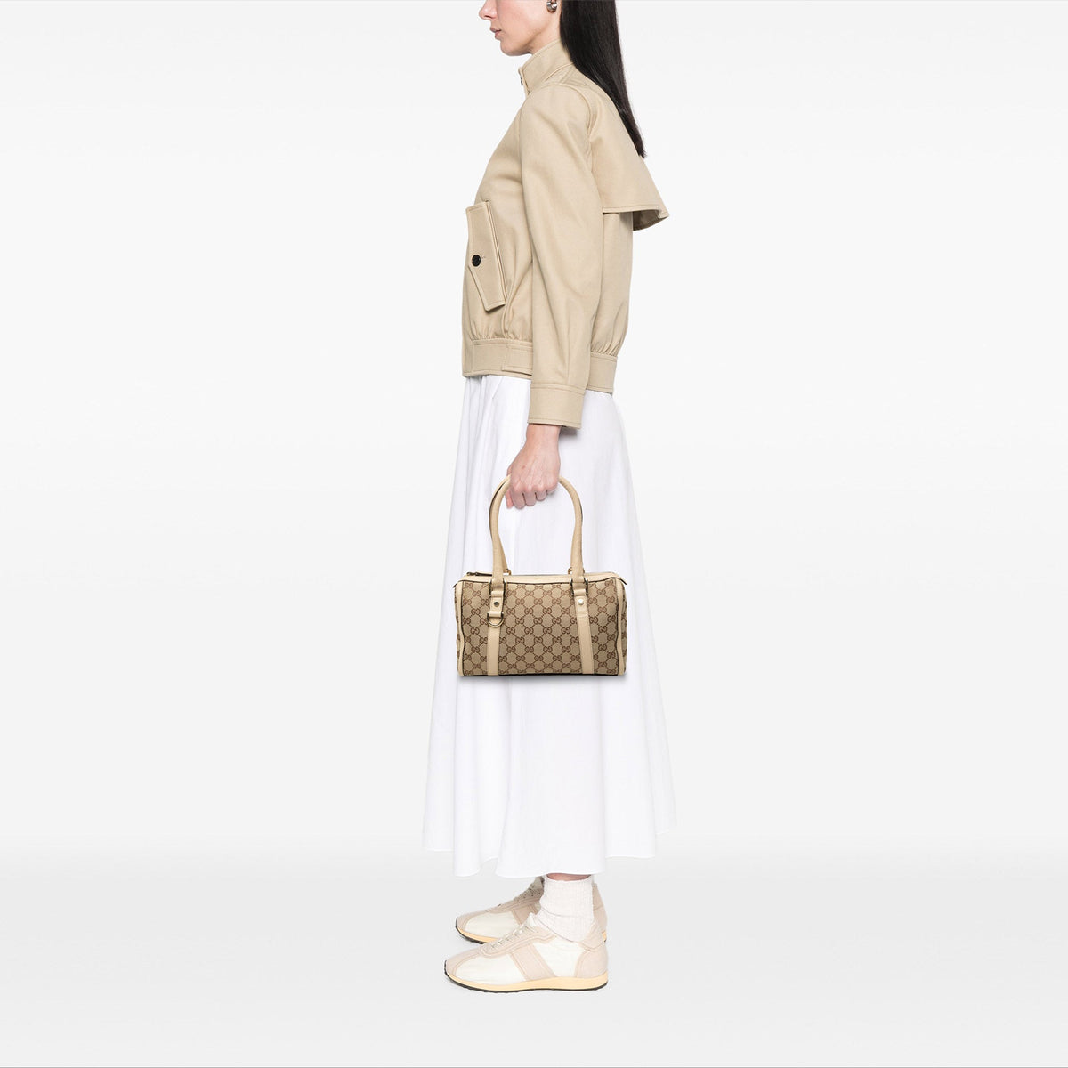 Gucci GG Canvas Abbey D Ring Boston Bag — Beige