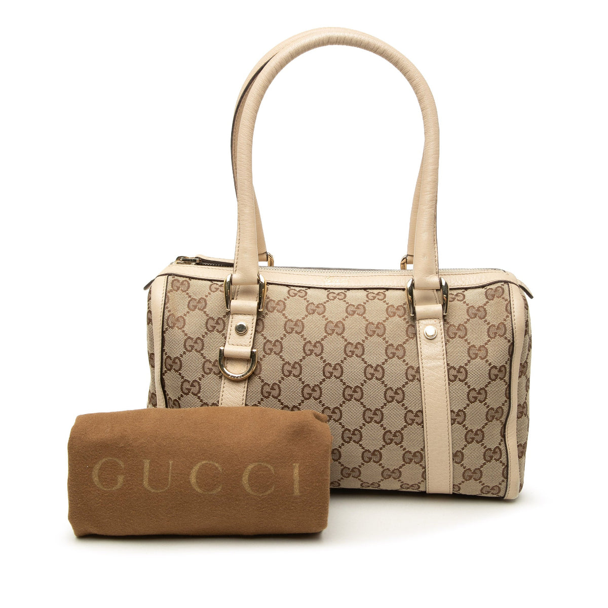 Gucci GG Canvas Abbey D Ring Boston Bag — Beige